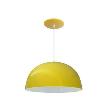 Imagem de Luminária Pendente Meia Lua 24cm Com Interior Branco Fiação 110/220 - 