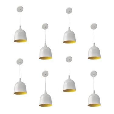Imagem de Kit 8 Luminária Pendente Gota Com Interior Amarelo Com Fiação 110/220v