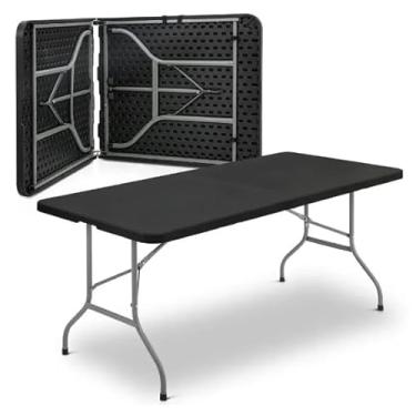 Imagem de Mesa Retangular dobrável ao meio 180 x 74 cm - Preta - vira maleta