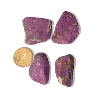 Imagem de Kit 4 Purpurita Rolada Pedra 35 a 50mm Natural Colecionador - Cristais