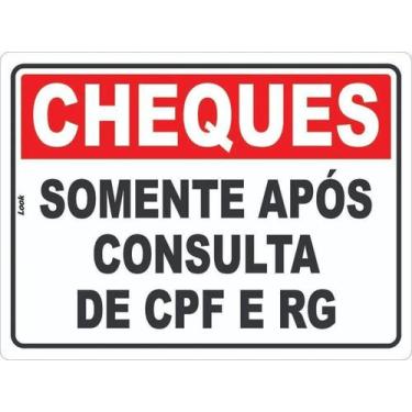 Imagem de Placa de Sinalização - Cheques Aceitos Somente Após Consulta de CPF e 