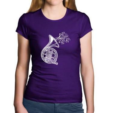 Imagem de Baby Look Algodão Trompa Notas Musicais - Foca na Moda, Roxo, GG