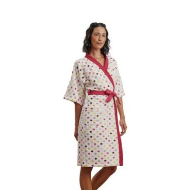 Imagem de Roupão Felpudo Adulto Feminino Quimono Estampado - Lepper, Dots,  M