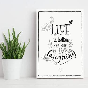 Imagem de Placa Decorativa MDF Frase Life Laughing - Quartinhos