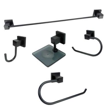 Imagem de Kit Luxo Prime Acessórios Para Banheiro Aço Inox 5 Peças Cód. 23243 - 