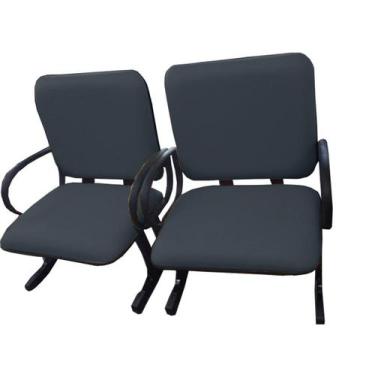 Imagem de 02 Cadeiras para Escritório para Obesos até 250kg Azul - Design Office