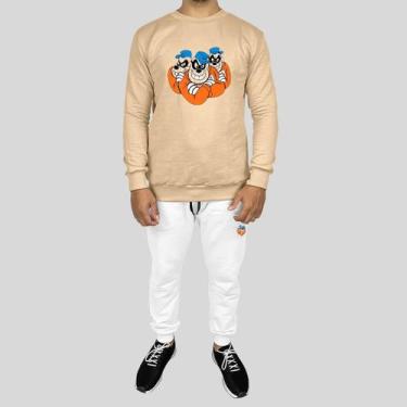 Imagem de Conjunto Calça e Blusa Moletom Careca Sem Capuz Algodão Estampado Brot