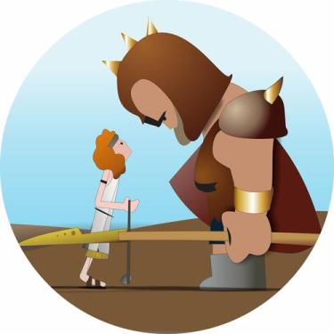 Imagem de Painel de Lona Redondo Davi e Golias Evangélico - Fabrika De Festa, 10