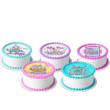 Imagem de 5 Papel Arroz para mini bento cake  Bolo 10 Cm Redondo festa comemoraç