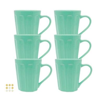 Imagem de Jogo 8 Caneca Chá Café Verde 250ml em Porcelana - MUNDO DA PORCELANA
