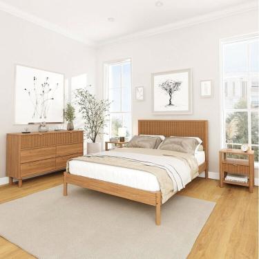 Imagem de Conjunto Cama Casal com 2 mesas de cabeceira e Cômoda Oiti Cabecasa MadeiraMadeira Marrom