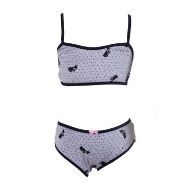 Imagem de Conjunto de Lingerie Infantil Menina Moça sem Bojo Estampado - Kit Man