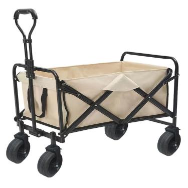 Imagem de Carrinho Vagao Utilitario Carga Roda Grande Dobravel Armazenamento Caçamba Grande Capacidade Terreno Praia Jardim Campo Resistente Multiuso