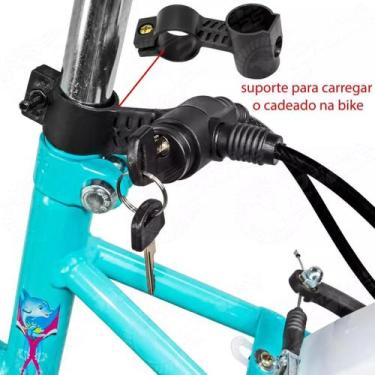 Imagem de Cadeado aço 6mmx1000mm preto com suporte com 2 chaves - GTA