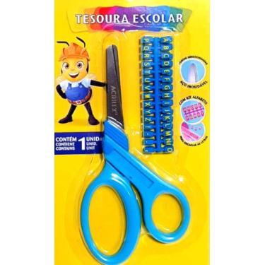 Imagem de Tesoura Escolar Acrilex Modelo Alfabeto Azul ref.22544