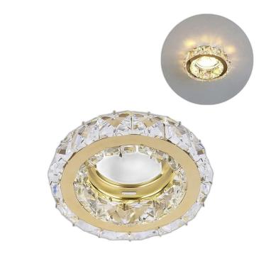 Imagem de Kit 11 Spot Cristal Dourado K9 Inox Embutir Redondo Mr16