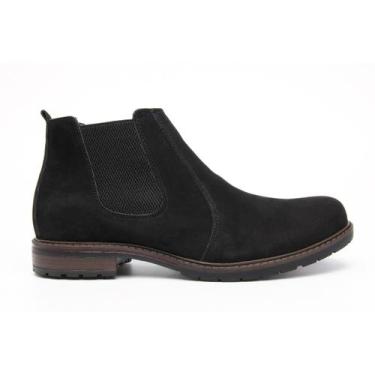 Imagem de Bota Coturno Masculino Botina Chelsea Couro Sola Costurada Preto - Moc