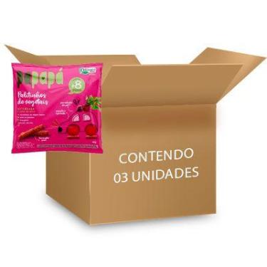 Imagem de Palitinhos de Vegetais Beterraba e Grão-de-Bico Papapá contendo 3 paco
