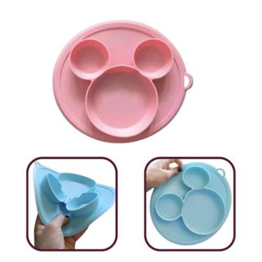 Imagem de Prato de Silicone com Divisória Infantil Pratinho Flexivel - WEI, ROSA