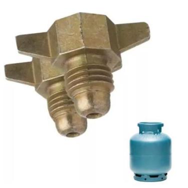 Imagem de Kit 2 Adaptador Botijão De Gas P2 - P13 Rosca Fina Grossa - Shopdapesc