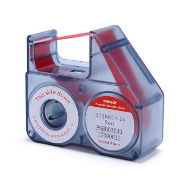 Imagem de NIIMBOT Fita de etiquetagem compatível, fitas de reposição para impressora de etiquetas de transferência térmica B18/N1, impressão clara longo tempo de armazenamento, até 16 metros, vermelho