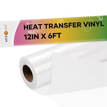 Imagem de HTVRONT Vinil de Transferência de Calor Flock Htv Branco - Rolo de Vinil Flock Htv de 12 "X 6 Pés para Camisetas, Ferro Flocado Em Vinil para Cricut e Máquina de Prensa Térmica - Fácil de Cortar e Rem