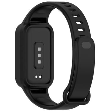 Imagem de AWADUO Pulseira Compatível com Xiaomi Smart Band 9 Active e Redmi Smart Band 3, Silicone Preta, Resistente à Água e Antiarranhões