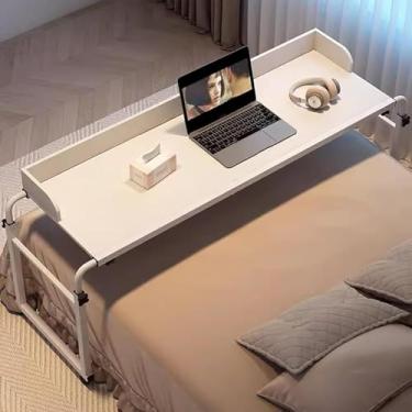 Imagem de Mesa com rodas para computador, mesa de trabalho, bandeja de comida, altura ajustável, 65-95 cm, mesa médica para cama de solteiro/casal/queen/king size