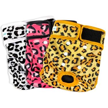 Imagem de Fraldas de cachorro femininas reutilizáveis Paw Legend (pacote com 3, leopardo, PP)