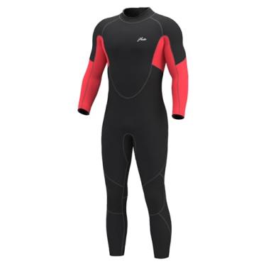 Imagem de Hevto Roupa de mergulho masculina 5/4 mm neoprene GBS roupa molhada completa em água fria zíper traseiro para surf, natação, mergulho, caiaque SUP (masculino, vermelho, GG)