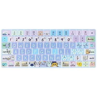 Imagem de WSLUCKO Capa de teclado para Apple Magic Keyboard 2 (MLA22LL/ A A1644, versão EUA), película protetora de silicone com design de letras grandes, gato fofo