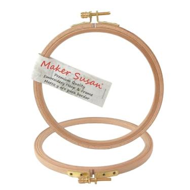 Imagem de Maker Susan Bastidor de Bordado de Madeira de 5", Bastidor Redondo de Ponto Cruz de Madeira de Faia com Parafuso de Latão de Ajuste, Bastidores e Armações de Ponto Cruz, Adequado p (, Madeira Natural)