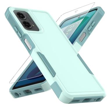 Imagem de Capa para Moto G 5G 2024, [teste de queda de grau militar] com protetor de tela, capa protetora de camada dupla para celular resistente à prova de choque para Motorola Moto G 5G 2024 (verde)