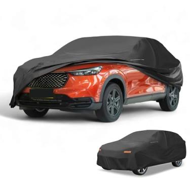 Imagem de Partuto 1 peça capa universal para carro à prova d'água para todos os climas, automotiva, externa, anti-UV, proteção contra chuva e chuva, cobertura externa completa 190T-PU preta adequada para SUV,