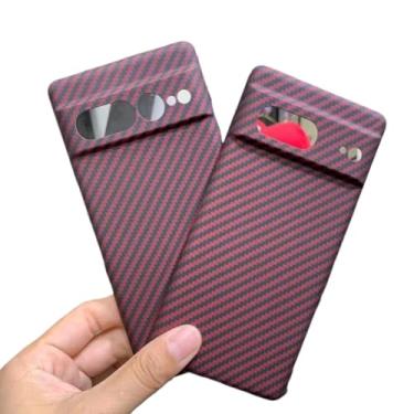 Imagem de Waillynice Capa de telefone de fibra de carbono para Google Pixel 7 Pro fibra de aramida 7A, capa anti-queda para Pixel 7 capa ultrafina (vermelho (orifício fino), para Pixel 7 Pro)