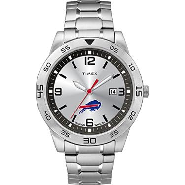 Imagem de Timex Tribute Relógio masculino Citation de quartzo de 42 mm com pulseira de aço inoxidável, Buffalo Bills, One Size, Relógio de quartzo