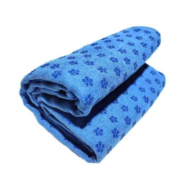 Imagem de Dynwave Tapete de toalha para exercícios de Pilates com material absorvente, Azul