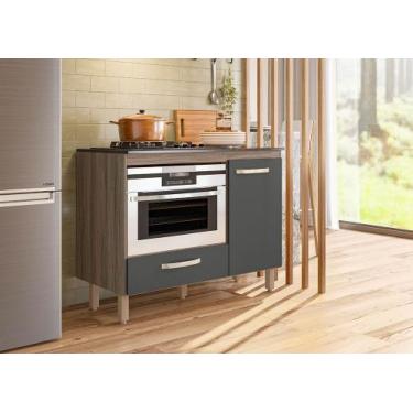 Imagem de Balcao para cooktop fit - carvalho nature/chumbo pta fechada - NICIOLI