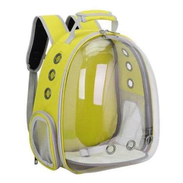 Imagem de Mochila Amarela Pet Com Visão Panorâmica Com Cinto De Segurança