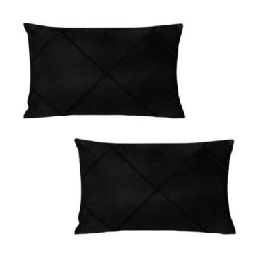 Imagem de Kit 2 Capas para Almofada Drapeada em Veludo Retangular 50x30 com Ench