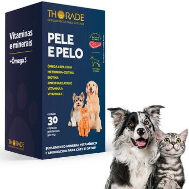 Imagem de Suplemento Vitamínico Thorade Pele Pelo Cachorro Gato 30 Cáp
