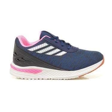 Imagem de Tênis Escolar Feminino Menina Preto Macio Leve Confortável (Marinho/Rosa, BR, Criança de 4 a 8 anos, Numérico, P, 28)