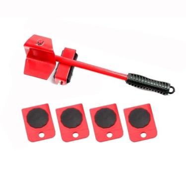 Imagem de Moving Tools, Red Furniture Mover Tool Set Heavy Stuffs Moving Roller with Bar Furniture Mover Lifter with Wheels Professional Moving Tools 5PCS