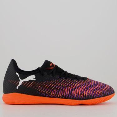 Imagem de Chuteira Puma Future 8 Play IT Futsal Preta e Laranja, 40