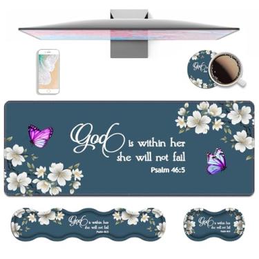 Imagem de Conjunto de descanso de pulso ergonômico 4 em 1 para teclado e mouse pad, tapete de mesa grande 2GG para jogos 80 cm x 30 cm com base antiderrapante, espuma de memória para jogos de estudo de