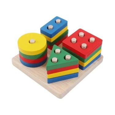 Imagem de Brinquedos Educativos Montessori: Classificador de Formas e Cores em M