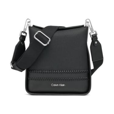 Imagem de Calvin Klein Bolsa transversal pequena Fay North/South, Lona preta, One Size