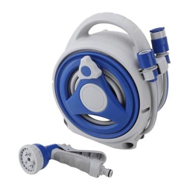 Imagem de Bobina de Mangueira de Mangueira de Jardim Rolo de Mangueira à Prova de Sol Com Bocal 15m Uso Multifuncional de Tubo de água para Ferramentas de Jardinagem Organização Pura ABS e