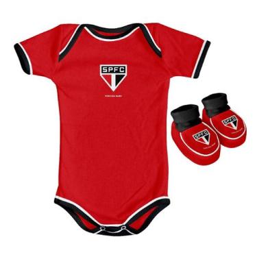 Imagem de Kit Body + Pantufa São Paulo Torcida Baby Oficial - Infantil, G, Verme
