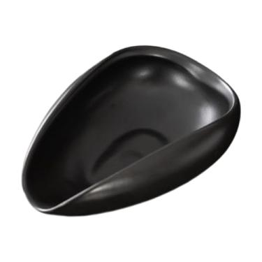 Imagem de IEUDNS Bandeja de dosagem única de cerâmica colher de café moderno chá e pétalas de flores de pétalas, Preto Fosco